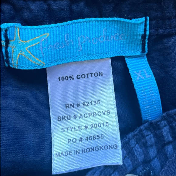 Fresh Produce cotton capri culotte Pull on drawstring Blue Striped Pants size XL - Picture 3 of 4
